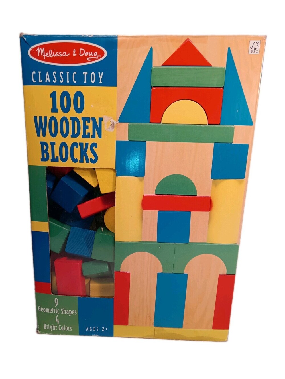Melissa & Doug Classic Toy 100 Wooden Blocks Building Set 0481 New Sealed FSC